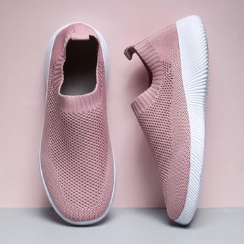 Women's Mesh Breathable Loafers Sneakers Slip on comfortable mesh women flats shoes female sock shoes Walking Shoes Casual Shoes 1