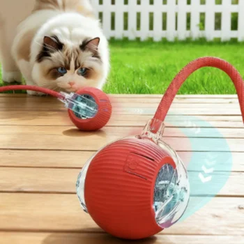 New Automatic Interactive Cat Ball Toy Rechargeable Smart Electric Rolling Ball with Faux Tail for Dog And Cat Training