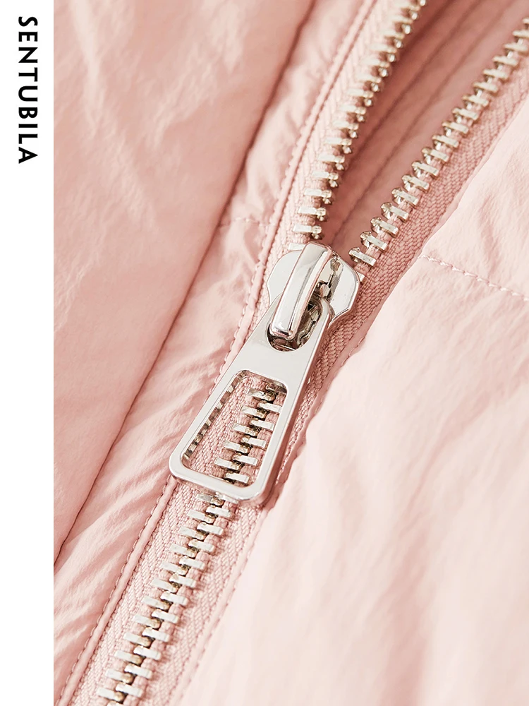 SENTUBILA Women's Casual Hooded Winter Down Jacket 2023 High Quality Mid-Length Down Coat White Duck Down Warm Jackets W34Y50541