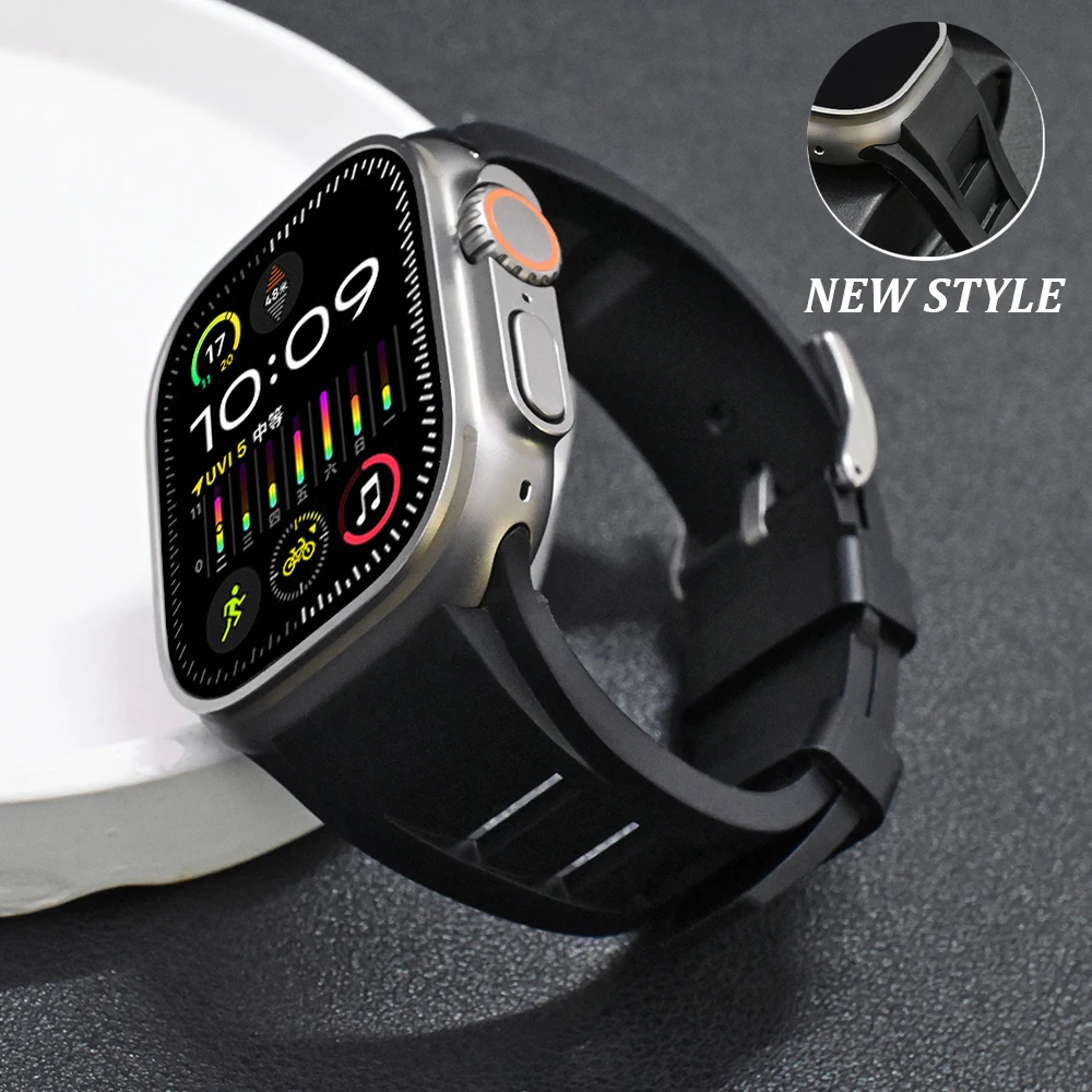 

Sports Rubber Loop Strap for Apple Watch Ultra 2 49mm 45mm 42mm 44mm Correa Smart Watch Bracelet for IWatch Series 9 8 7 SE 6 5