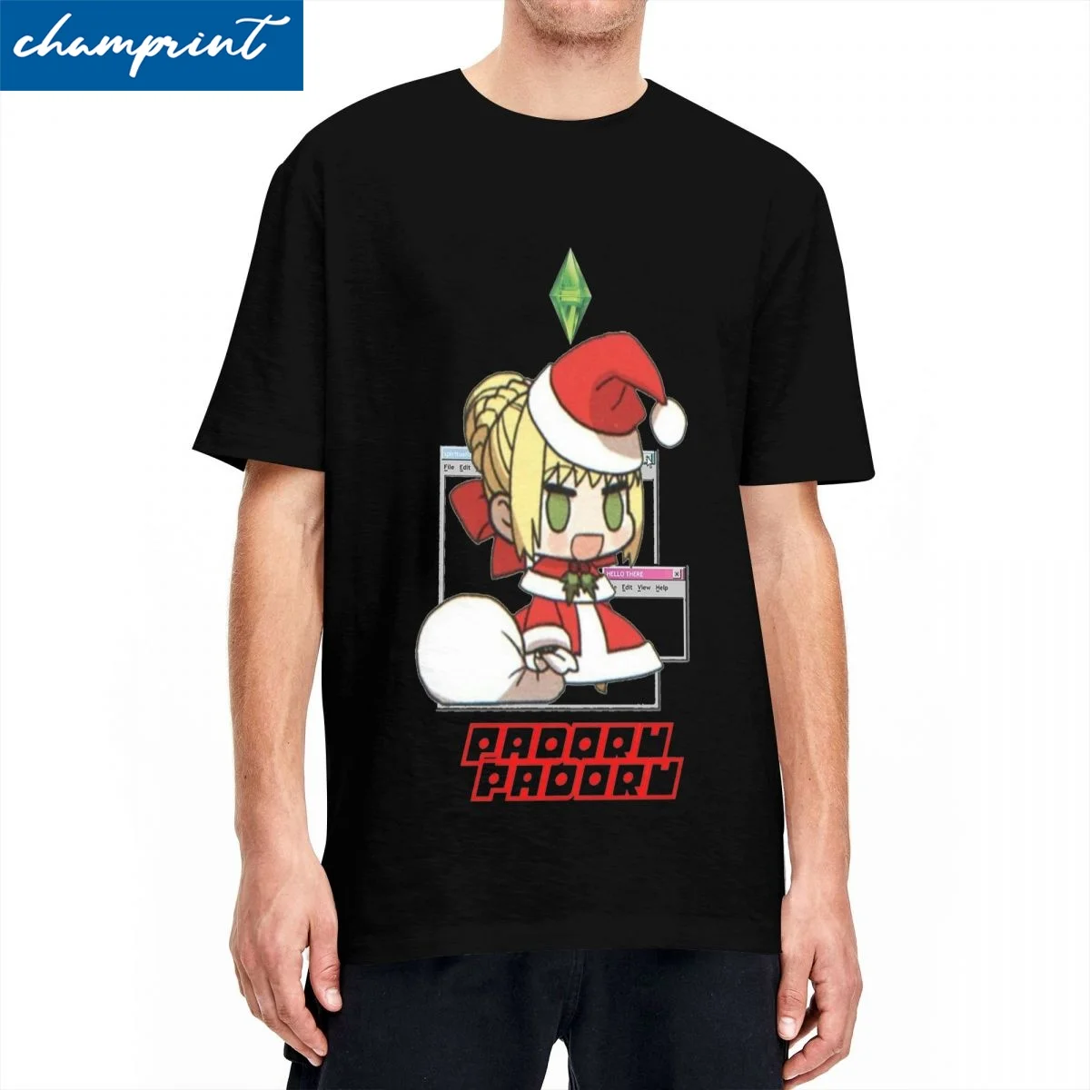 

Футболка Padoru Astolfo Meme в стиле ретро, Мужская хлопковая футболка с коротким рукавом и круглым вырезом, летний топ