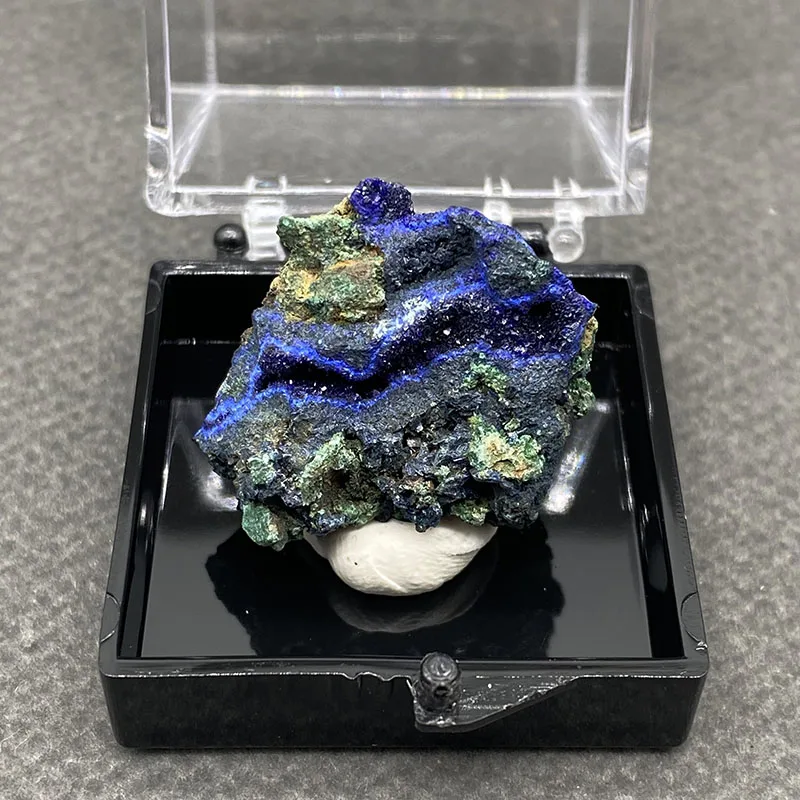 100% natural azurite and malachite symbiotic raw stone mineral specimen healing crystal gem collection +Box size：35*35*35mm