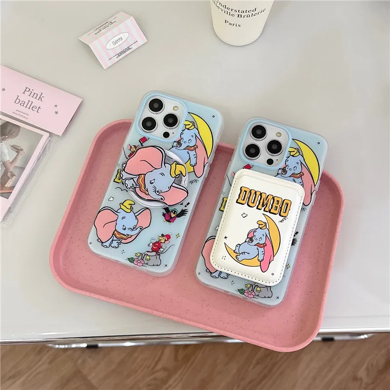

Dumbo Disney support Card Sleeves Phone Case For iPhone 15 14 13 12 11 Pro Max Case For Magsafe Magnetic Wireless Charge Cover