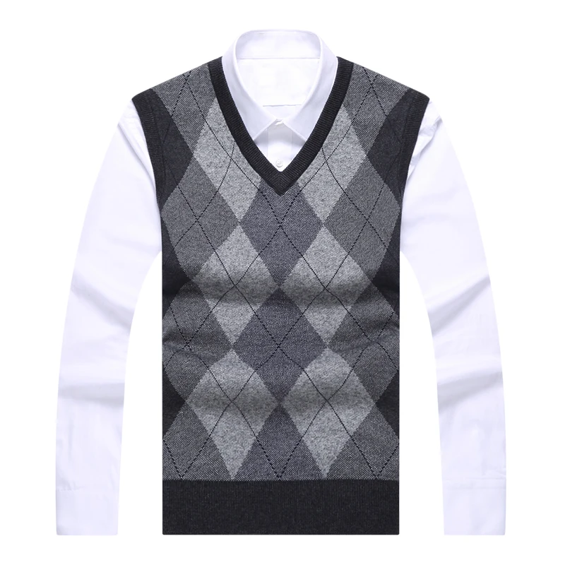2025 New Fashion Brand Sweater For Mens Pullovers plaid Slim Fit Jumpers Knitred Vest Autumn Korean Style  Casual Men Clothes 6
