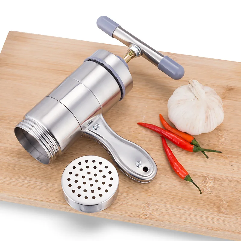 Household Stainless Steel Manual Pasta Machine Hand Pressure Noodle Machine Noodle Maker With 5 Different Molds Makers