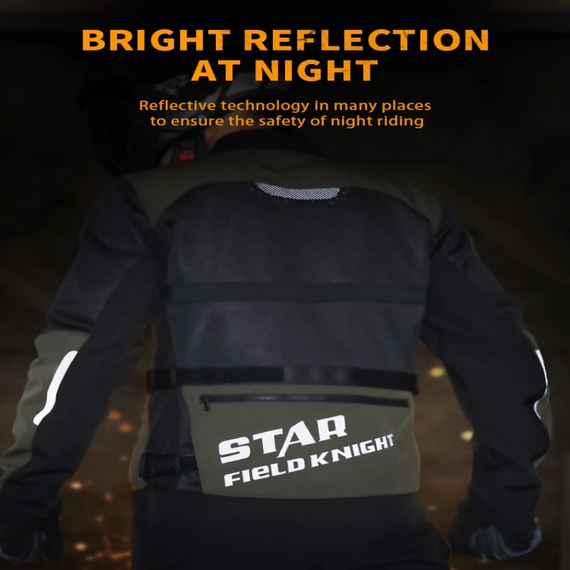 Star Field Knight Men's Mesh Riding Clothes Summer Breathable Blue Motorcycle Jacket With Rider Body Protective Gear Accessories - Image 2