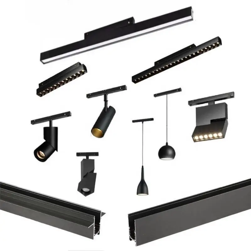 Modern DC48V  LED Magnetic Track Light Grille Flood Lamp Embedded Flexible Linear Fixture LED Spotlight Ceiling Indoor Living