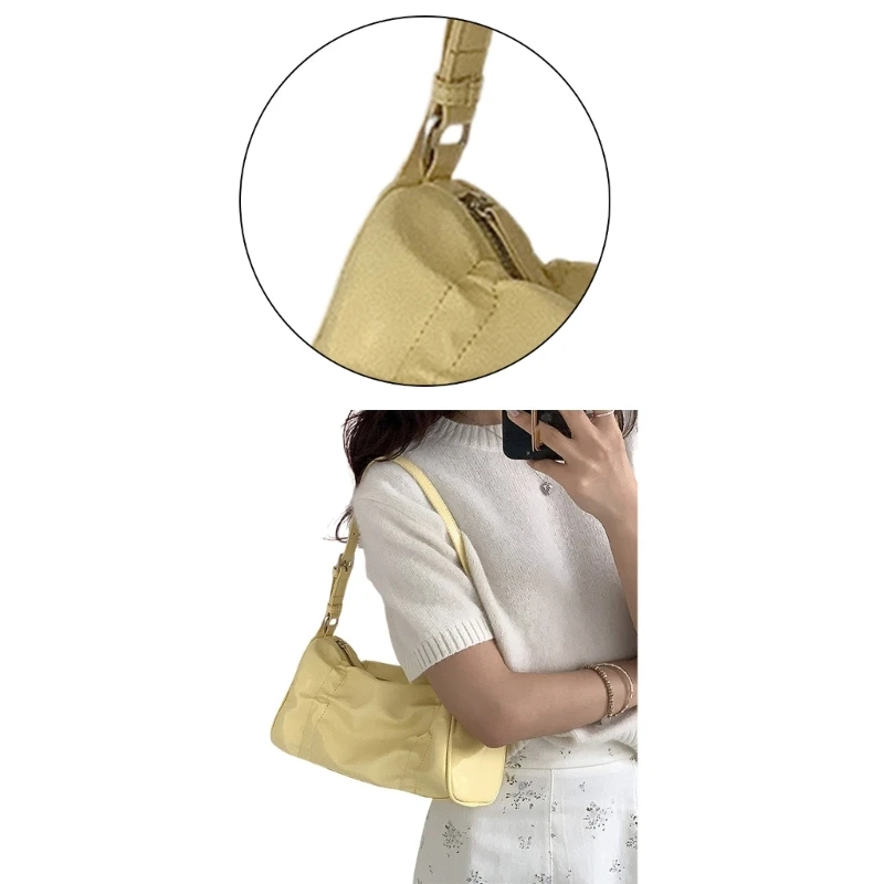 Armpit Bag Ruched Shoulder Bags Solid Color Handbag PU Leather Bag for Travel