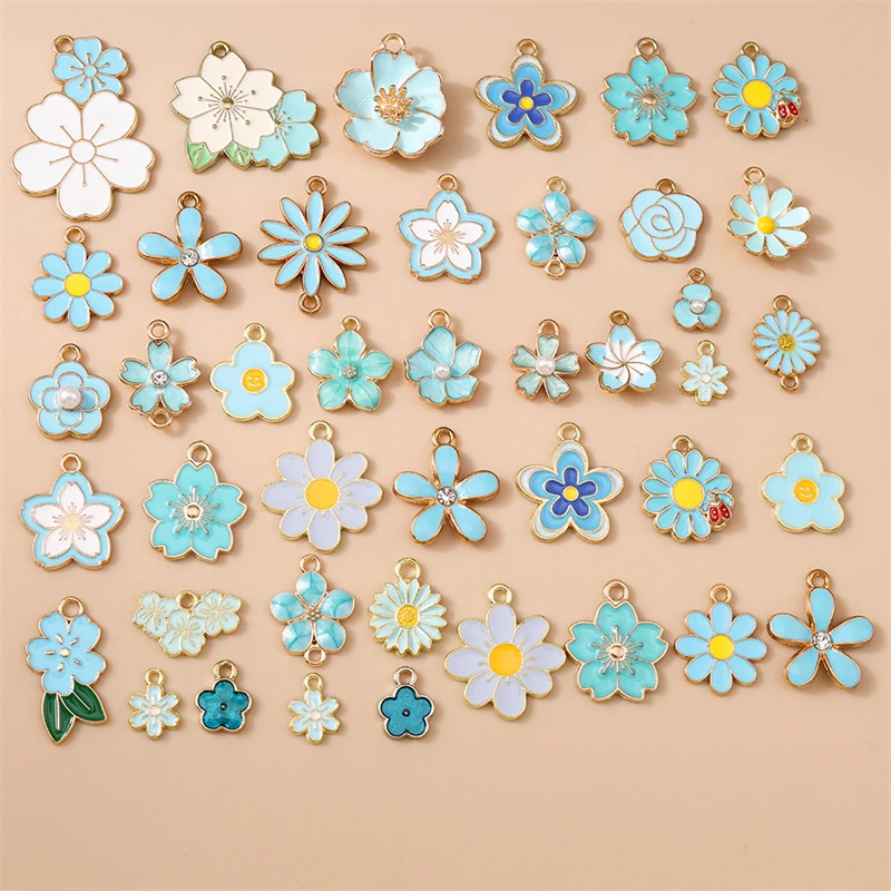 10/20 Stück zufällig gemischte Emaille-Blumenanhänger für die Herstellung von Ohrringen, Halsketten, Armbändern, DIY-Bastelarbeiten, Schmuckzubehör – Detail 13