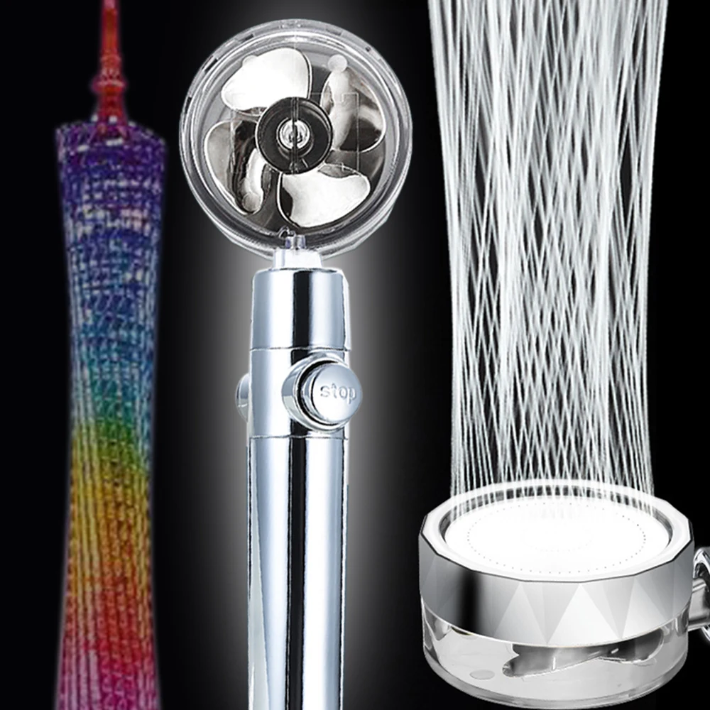 Shower Head Shower Nozzle Shower Head Water Saving Flow 360 Degrees Rotating With Small Fan ABS Rain High Pressure spray Nozzle Bathroom Accessories