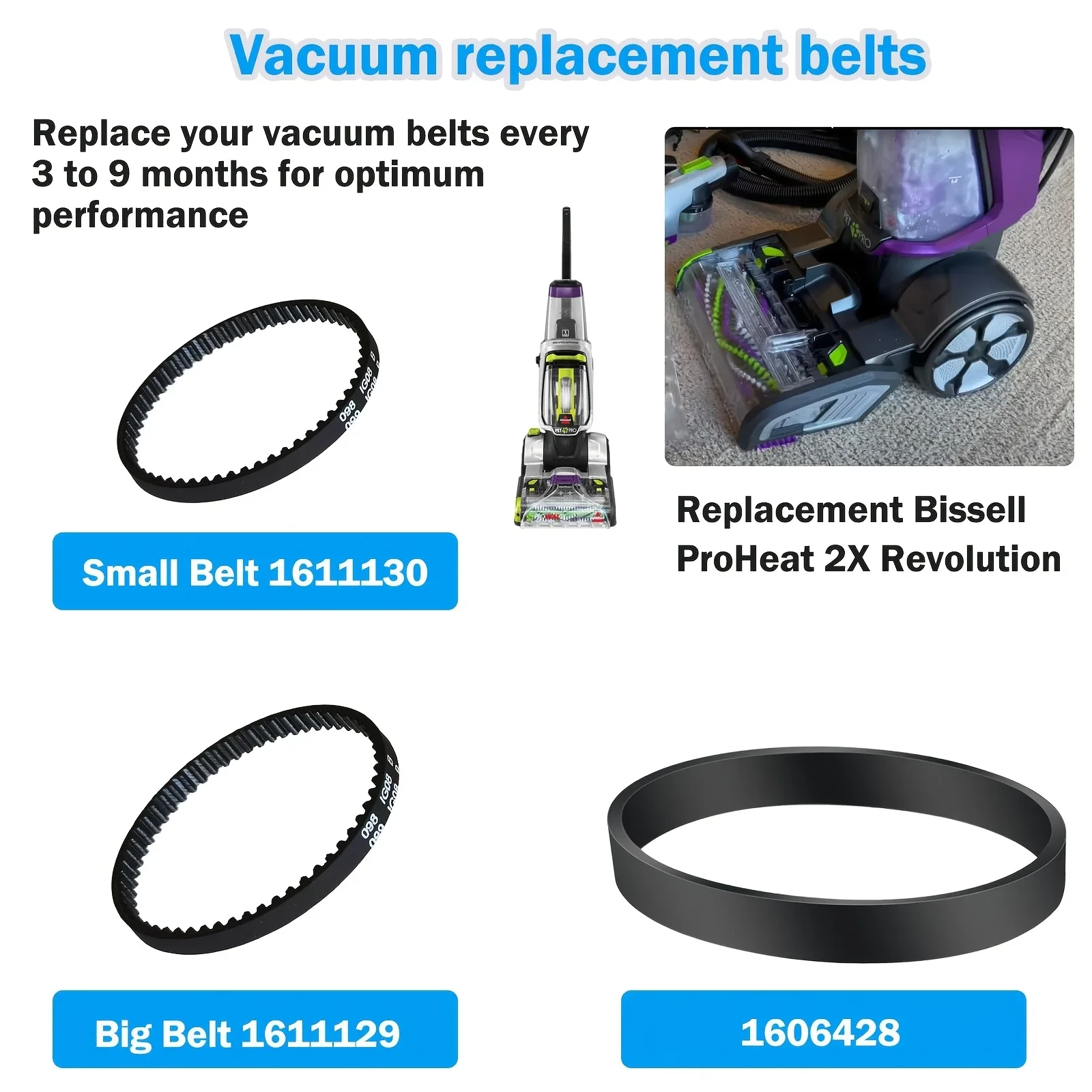 Pcs Vacuum Belts Replacement for Bissell ProHeat 2X Revolution