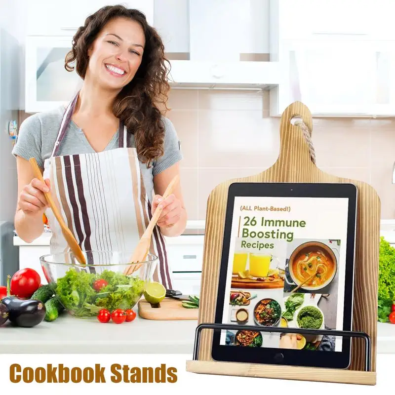 

Cookbook Stand Recipe Book Holder Wooden Cookbook Shelf Durable Cookbook Storage Organizer for Kitchen Counter Cook Book Holder