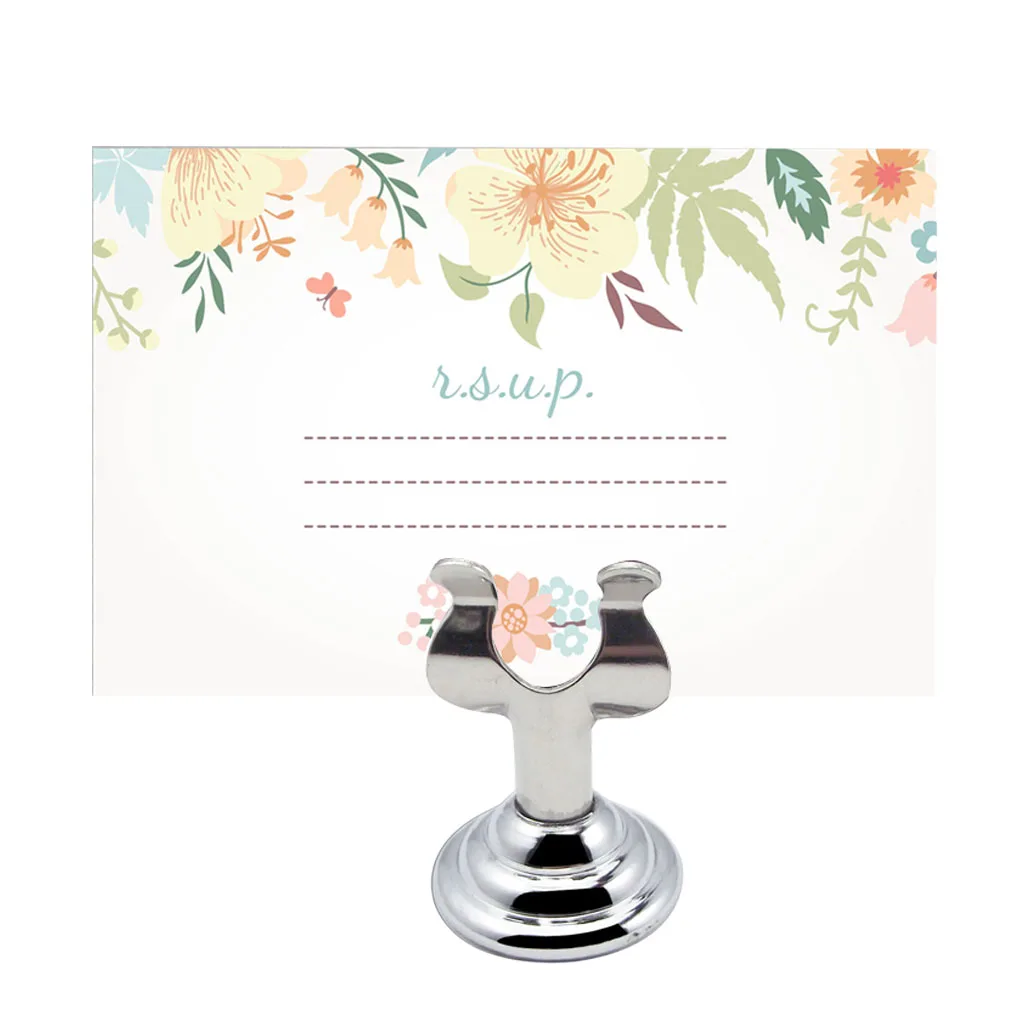 Restaurant Table Number Plate Holder Wedding Ceremony Engagement Name Card Stand Message Note Stainless Steel Clip Decoration