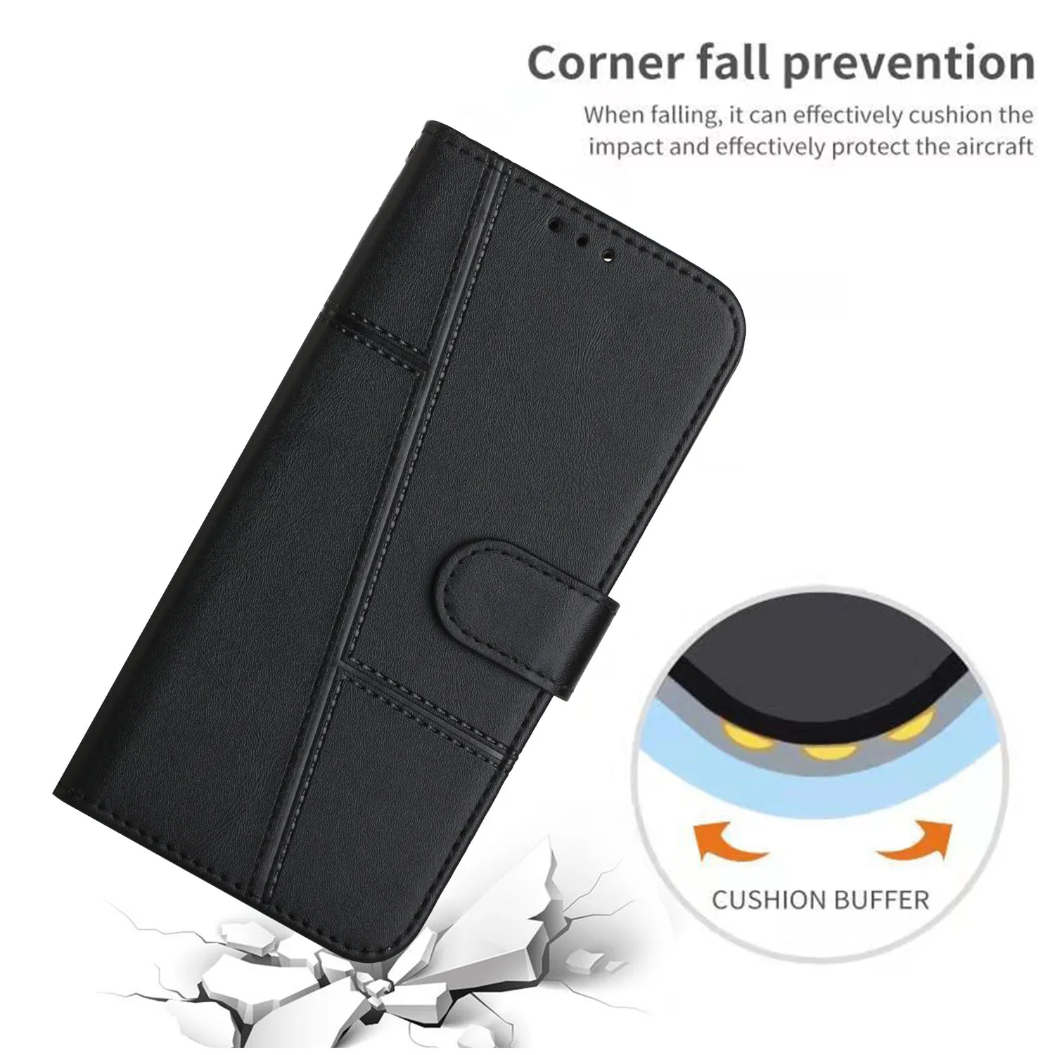 Leather Phone Case Wallet with Card Holder and Strap - Premium Flip Cover