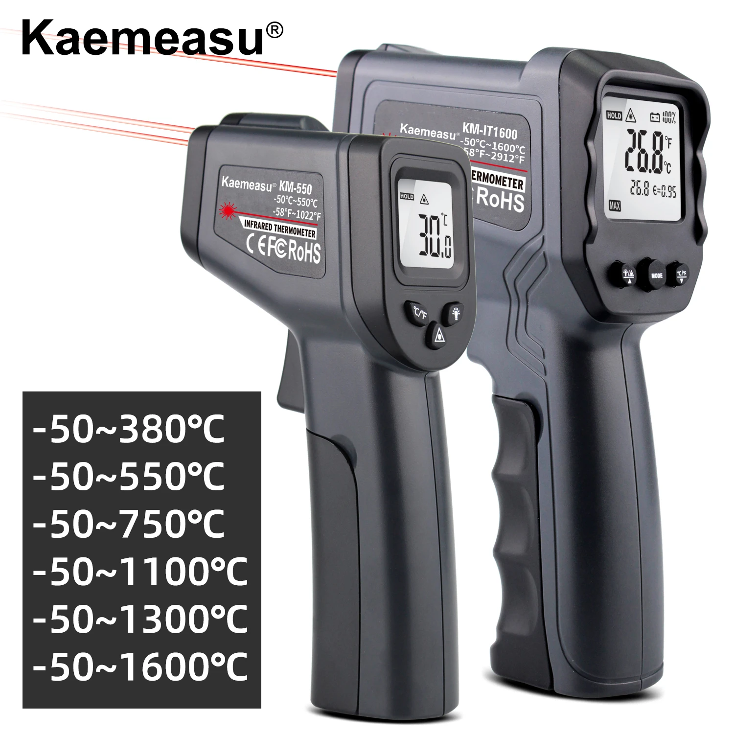 Infrared Thermometer -50~1600 Degree Handheld Pyrometer Non-contact ...