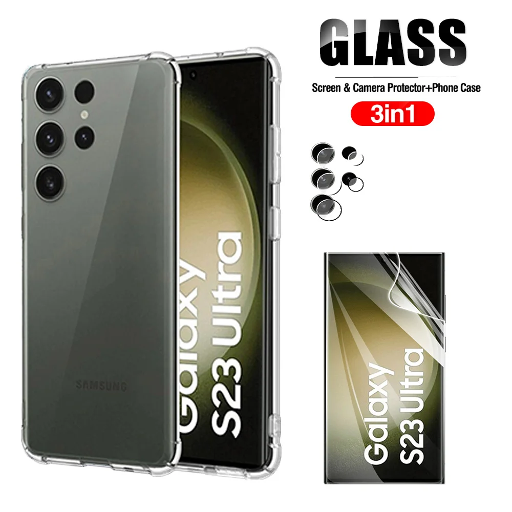 Sumsung S23Ultra Custodia Anti-Shock Cover Trasparente Per Telefono Per Samsung Galaxy S23 Ultra S 23 Ultra 23 Ultra Camera Film Fundas In Silicone
