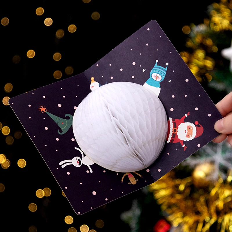 3D Honeycomb Paper Pop-Up Greeting Cards Envelope For Christmas Gifts Decor