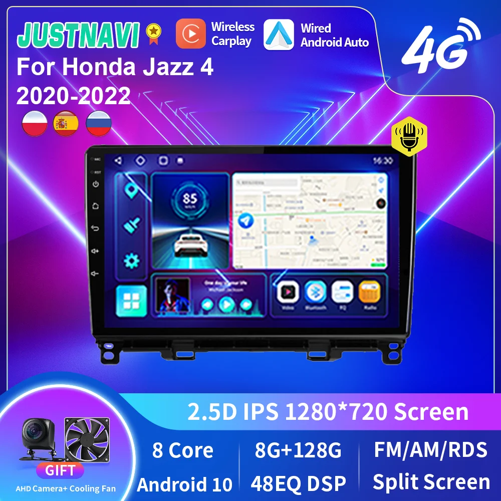

JUSTNAVI Android 10 Car Radio Multimedia For Honda Jazz 4 2020-2022 Navigation Stereo Video Player Carplay Autoradio DSP Audio
