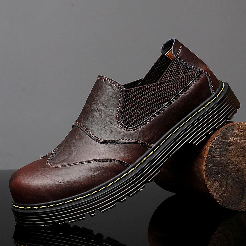 

2022 Genuine Leather Mens Shoes Fashion Slip On Casual Shoes Elegant British Style Formal Flats High Quality Men Footwear Oxford