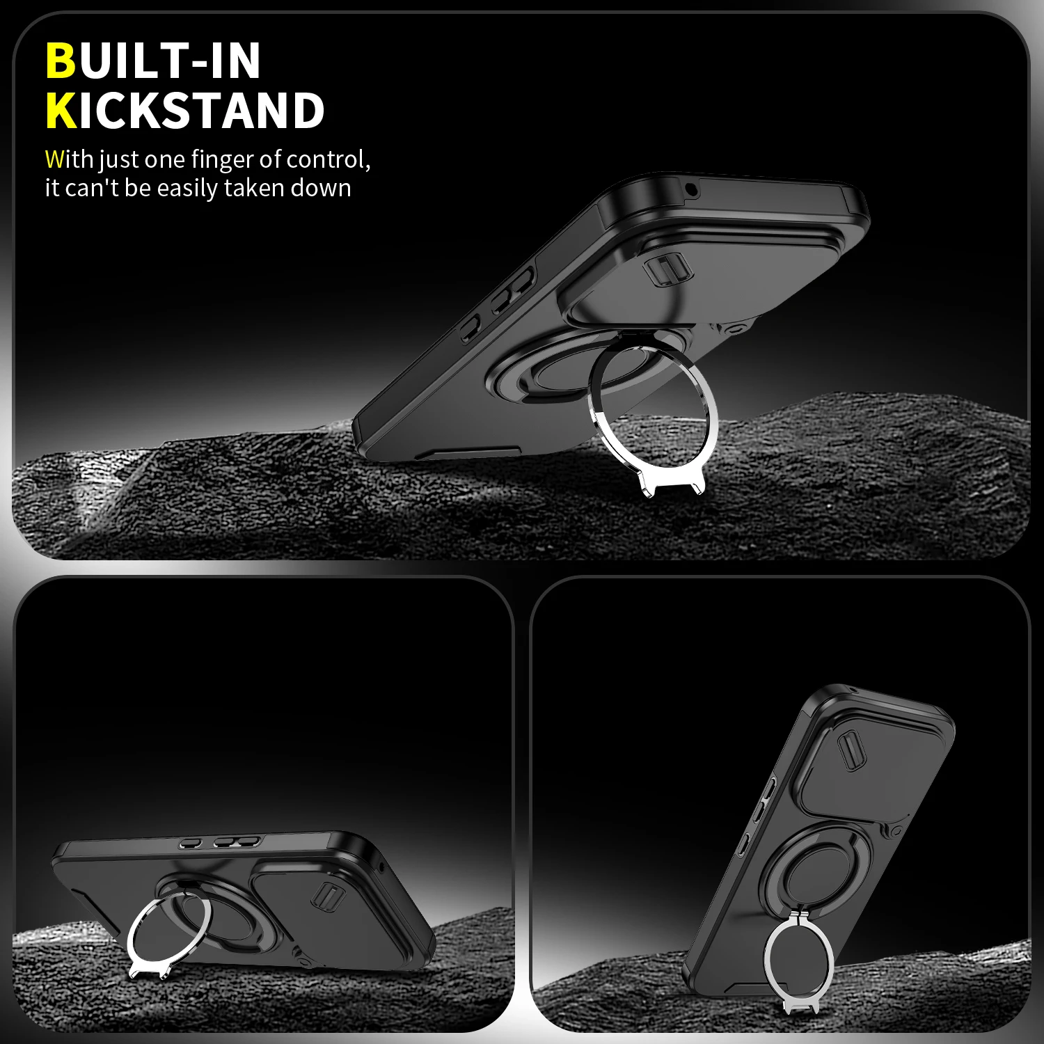 Shockproof Armor Case with Lens Protection and Car Magnetic Holder