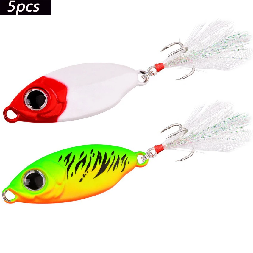 

5pc Metal Casting Jig Lure Spoon 10g 15g 20g 25g Shore Drag Cast Jigging Sea Bass Lures Artificial Bait Slow Jigs Fishing Tackle