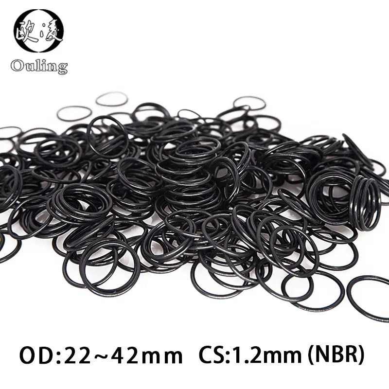

50PCS/lot Black Rubber Ring NBR Sealing O-Ring 1.2mm Thickness OD22/28/42mm O Ring Seal Rubber Gasket Nitrile Oil Rings Washer