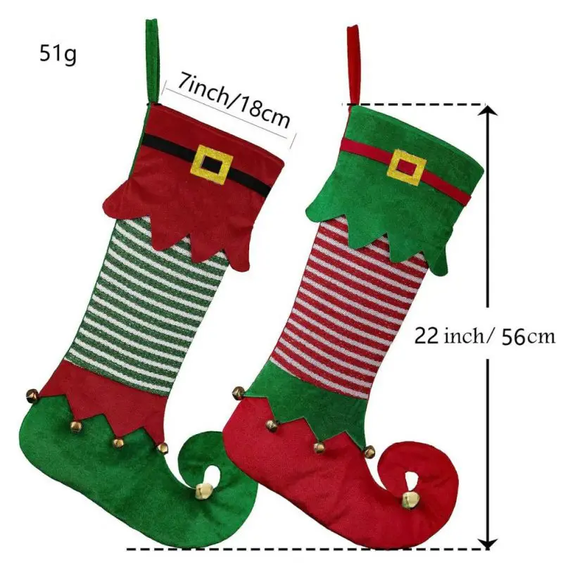 1PC Christmas Elf Socks Candy Bag Tree Decorations Home Xmas Ornaments Hanging Pendants Navidad Party