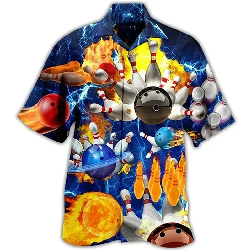 thumbnail image 1 of Blusa de manga corta de verano para playa, con estampado 3D, colorida, con botones de bolos, para hombre, camisa hawaiana, camisas de solapa de alta calidad para uso profesional, 1 of 5