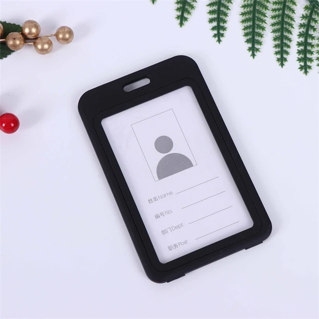 Cool Vertical Two-Sided Rigid Credit Card Size Badge Holder Lanyard Launch Event Exhibition Staff Credentials Tag ID Card Holder V-Black