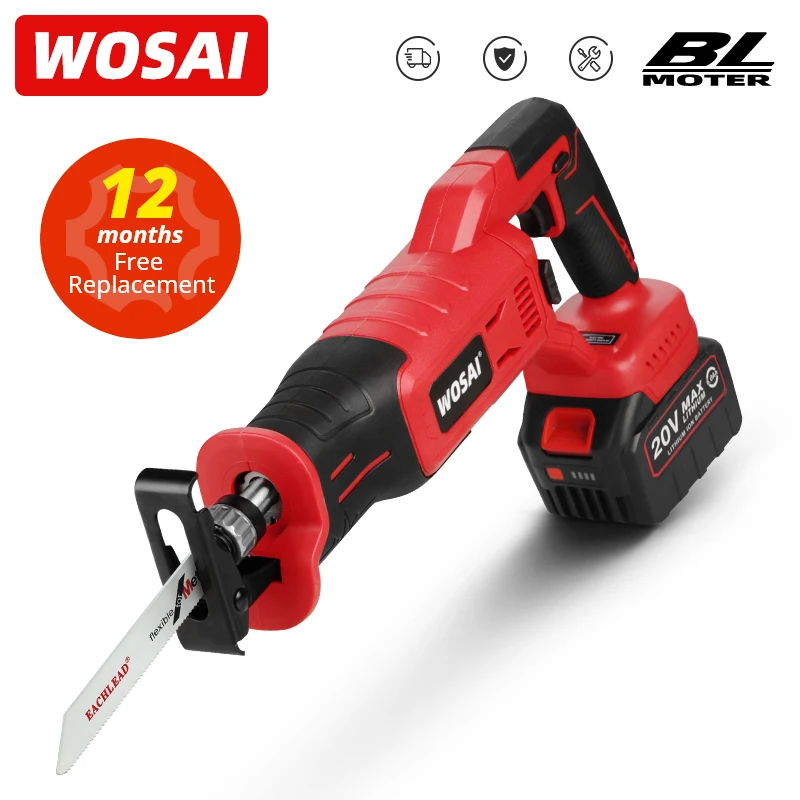 WOSAI MT-Series 20V Brushless Electric Saw 3500 SPM Motor Metal Wood Cutting Tool Variable Speed Cordless Reciprocating Saw