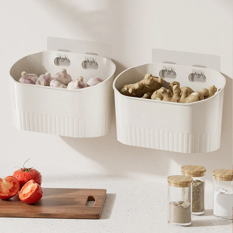Kitchen Onion Ginger Storage Basket With Hook Vegetable Fruit Organizer Holder Bathroom Sundries Hanging Box