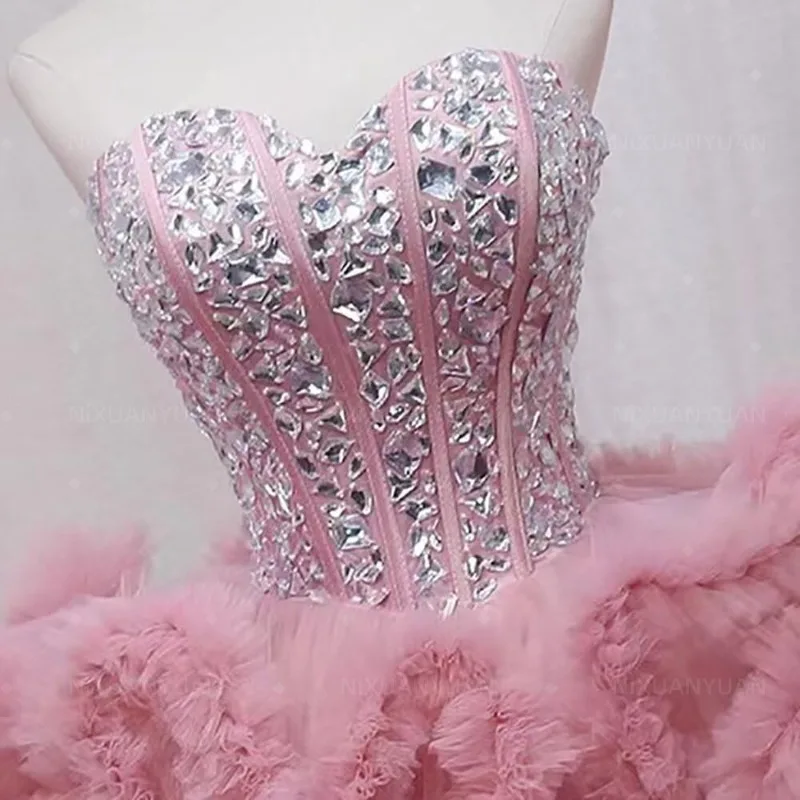 Tulle Homecoming Dresses Sparkling Teens Cocktail Dresses Ball Gown Short Cocktail Performance Prom for Junior
