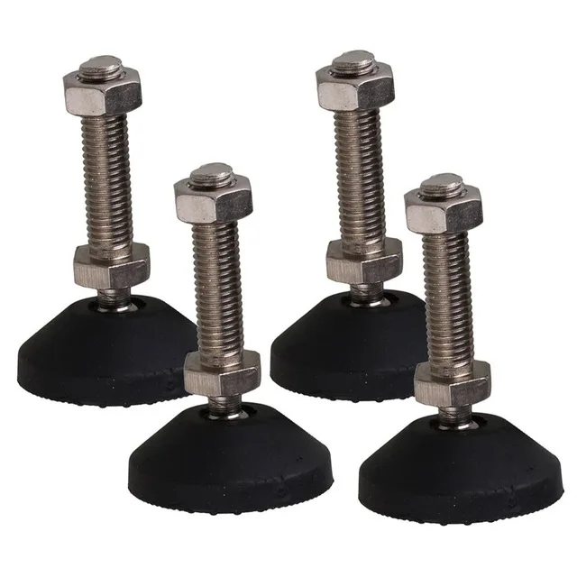 

4PCS Black 52mm Dia Nylon Base M12 x 47mm Threaded Universal Joint Adjustable Levelling Feet Furniture Glide Pads