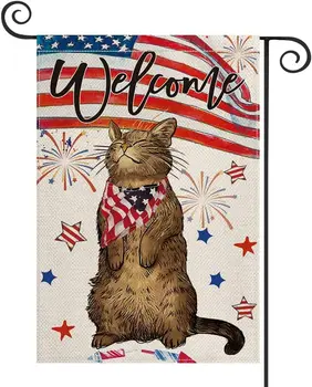 Independence Day Cat Yard Flag  - 12x18 Inch