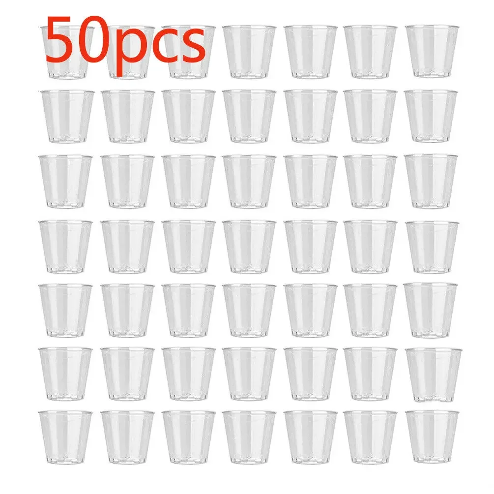 Plastic Jelly Cup 35ml 50 X Clear Disposable Shot Tumbler Holder