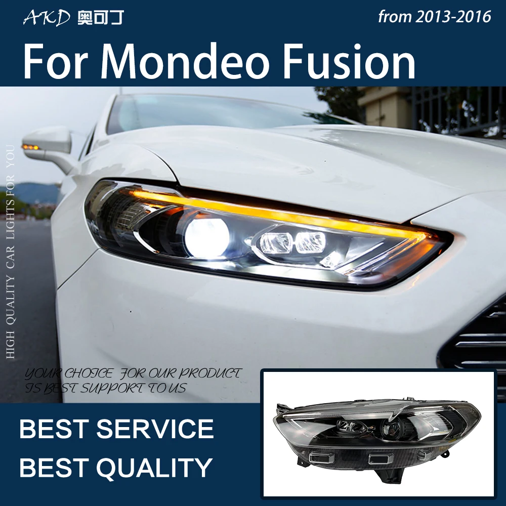 Car Lights For Mondeo Fusion 2013-2016 LED Headlights DRL Fog Lamp Dynamic Turn Signal Bi-Xenon Projector Lens Assembly Upgrade |