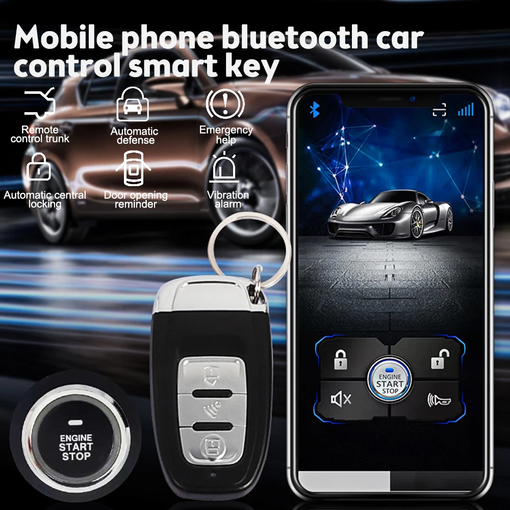 Universal Car Alarm AutoStart Keyless Entry System Remote Start Kit For Car Push One Button Start Stop System Car Accessories