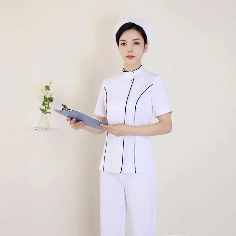 FemaleDentistWhiteUniformsDentalClinicWomenNurseShortSleeve