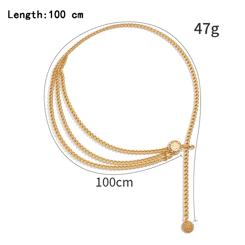 Frauen Mode Gürtel Hüfte Hohe Taille Gold Silber Schmale Metall Kette Vintage Hohe Taille Kette Gürtel Taille Kette Korsett Kette Gürtel – Detail 6