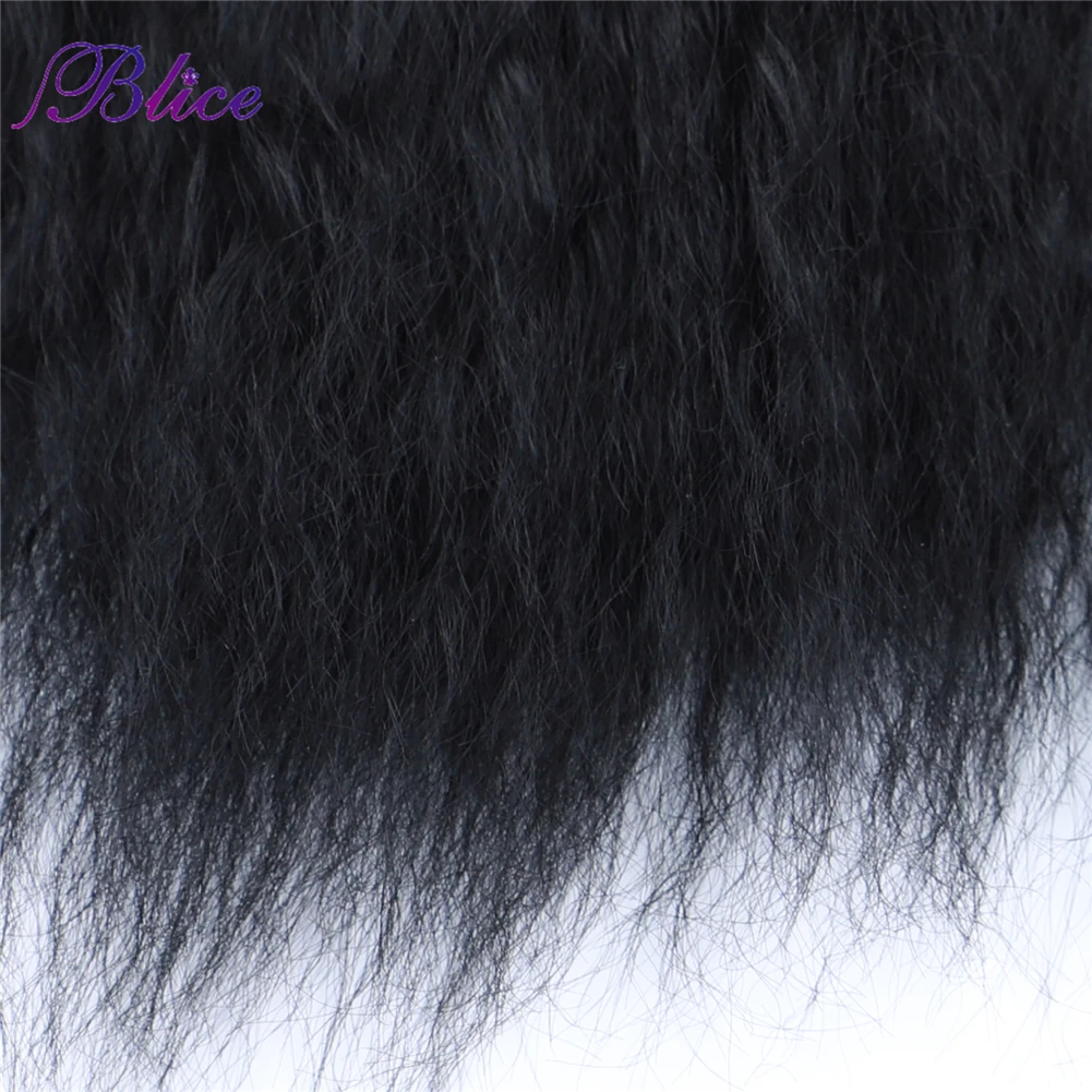 Blice Synthetic Hair Bundles Kinky Straight Curly Hair Pieces Double Weft Weaving Three Pcs Deal For Women
