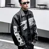 Autumn Winter Punk Coat Embroidery Motorcycle Suit PU Leather Jacket Men's High Street Retro Niche Silhouette Heavyweight Jacket 6
