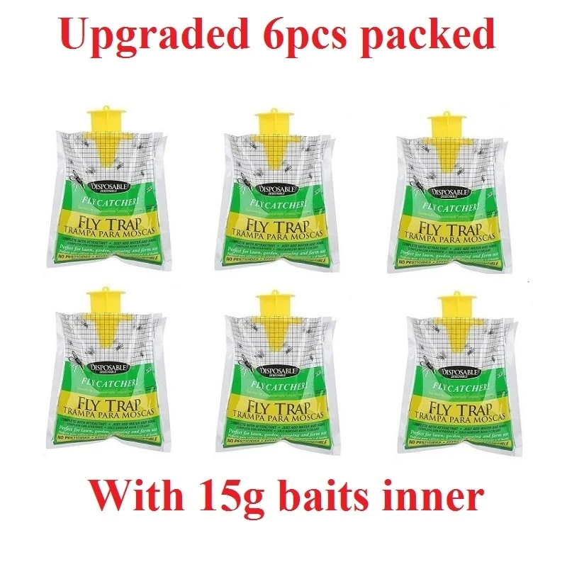 6Pcs Hanging Fly Trap Usa E Getta Fly Catcher Bag Mosquito Trap Catcher Fly Wasp Insetto Bug Killer Mosche Trappola Per Esterno