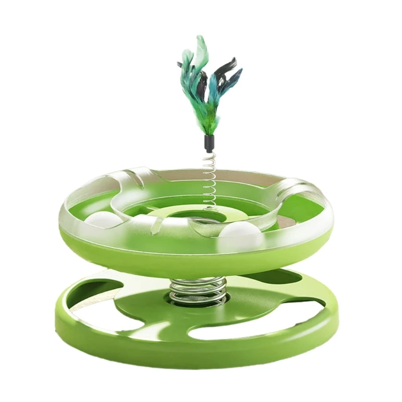 

Multifunction Feather Teasing Wand with Track Balls Base for Cat Exercise