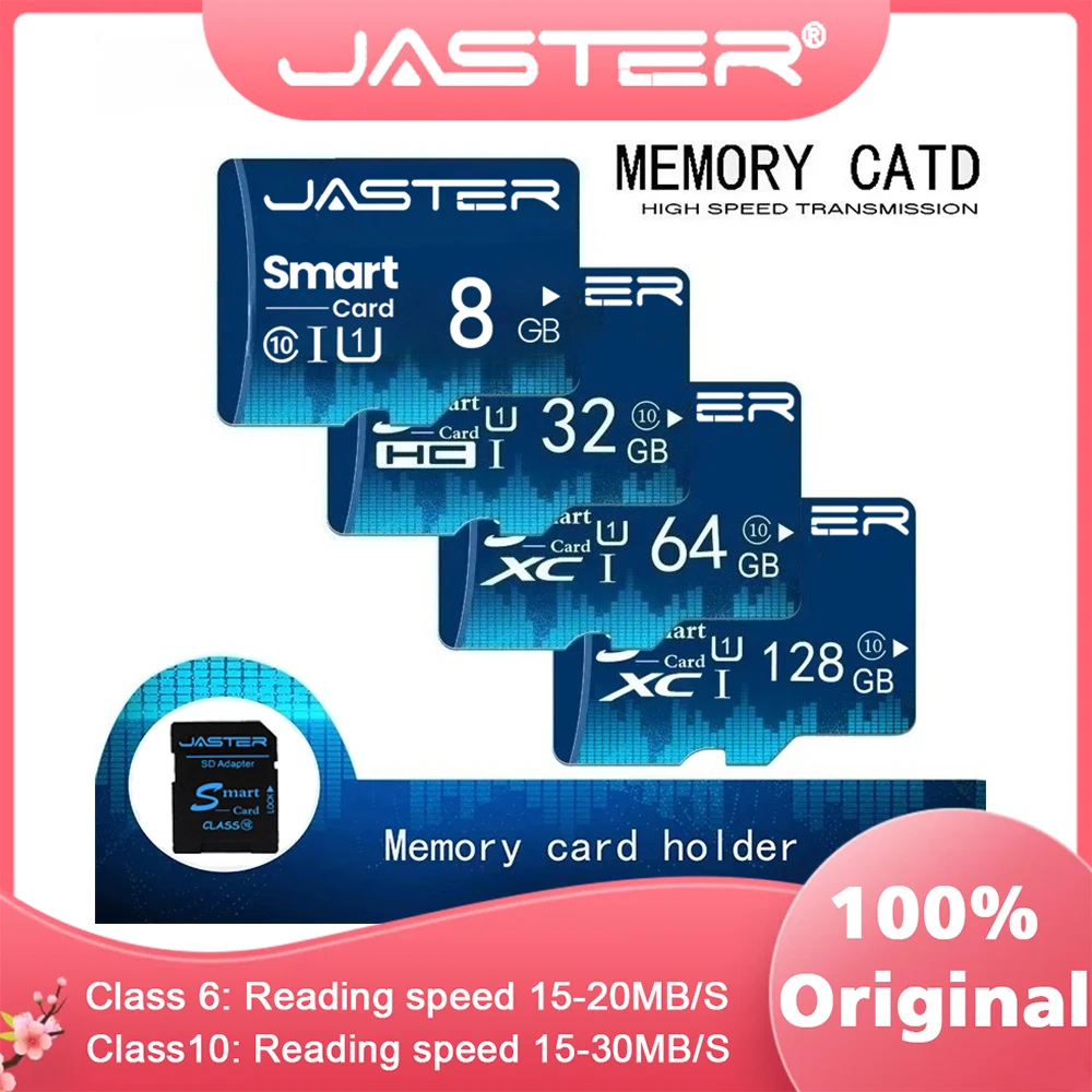 JASTER High-Capacity Class 10 Memory Card 128GB  Super Mini  TF Card 64GB SD Storage Flash Card  for Phone Camera Sky Blue