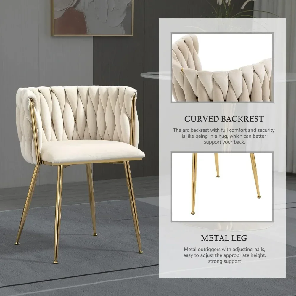 Velvet Dining Chairs Set of 4, Upholstered Dining Room Chairs with Gold Metal Legs, Luxury Tufted Dinner Chairs for Dining Room 3