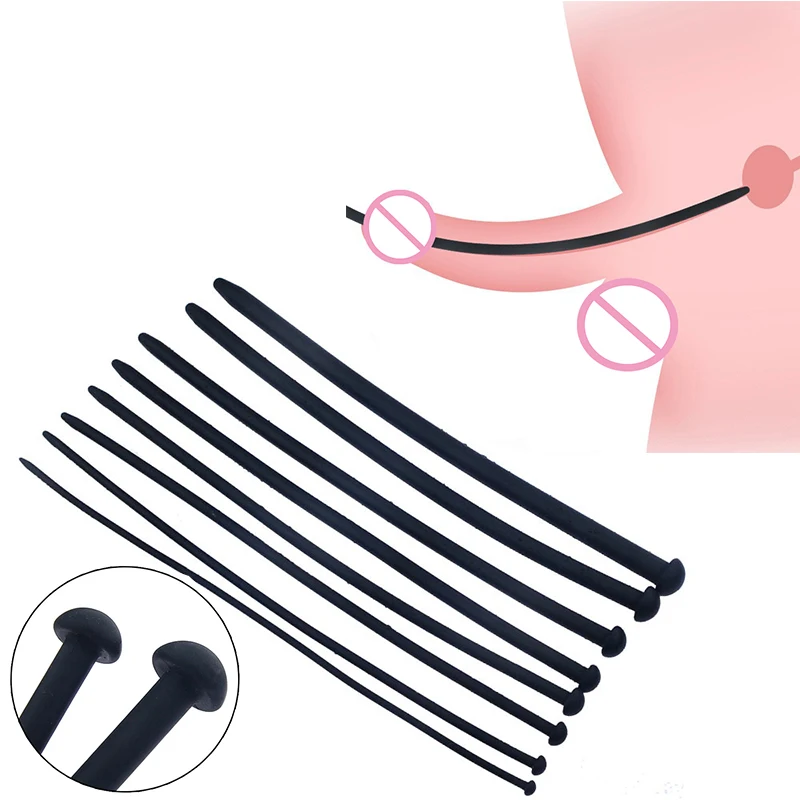 Male Urethral Silicone Plug Penis Trainer Dilator Sounds Catheter Stretching Tube Cock Prostate Massager Masturbation for Men