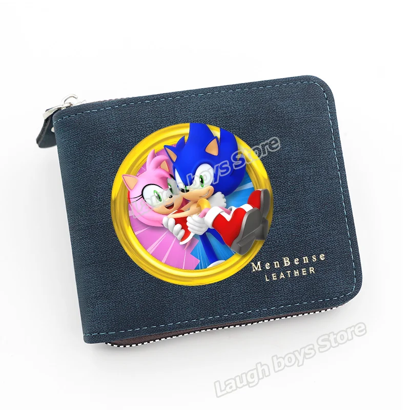Cartera plegable Sonics para hombre, con forma de figura de juego, monederos con textura mate, billetera minimalista, bolsillo frontal, fina y elegante, con ventana para identificación