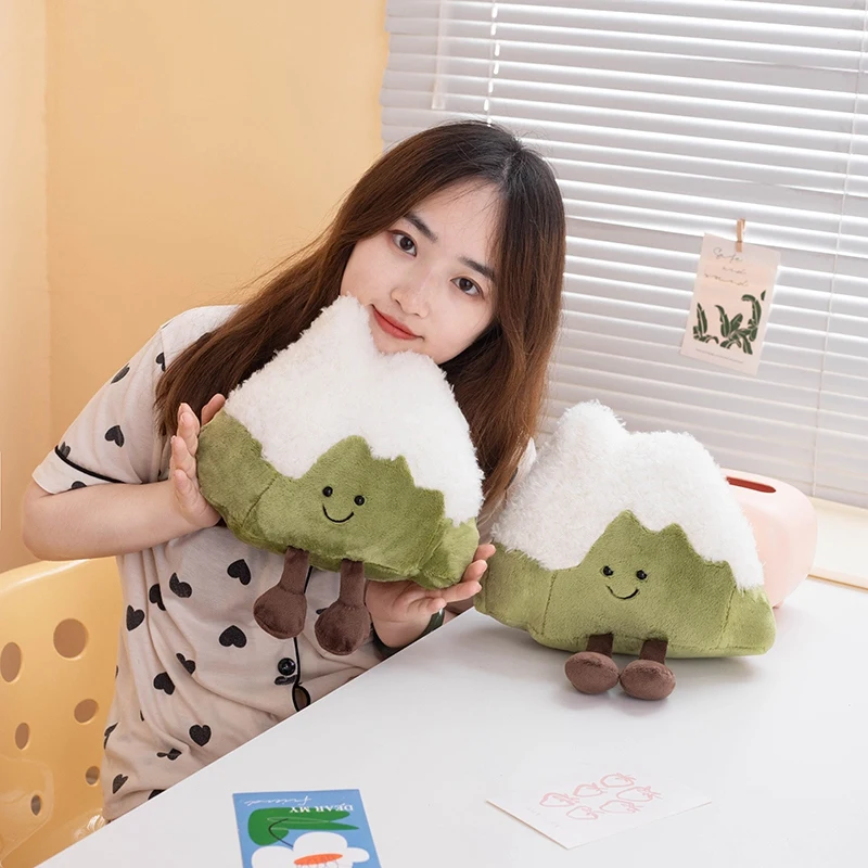30cm Small White Snow Mountain Hill Plush Pillow Soft Happy Face Emotion Kawaii Plushie with Legs for Decor Present 2