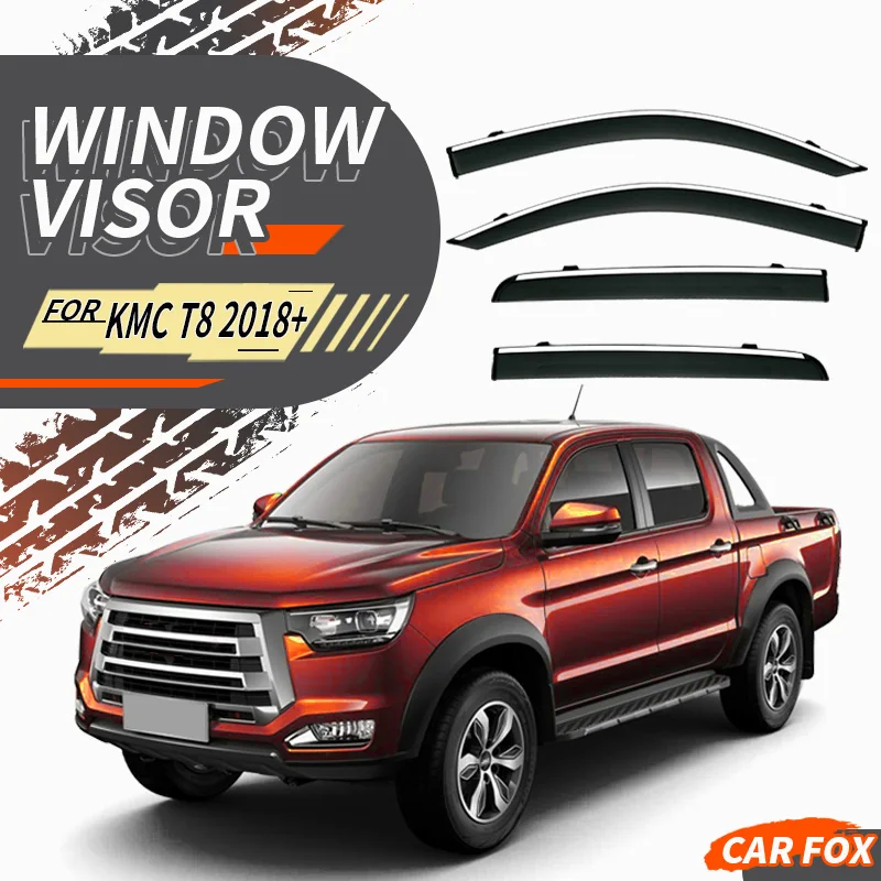 

For KMC T8 2018-2023 Plastic Window Visor Vent Shades Sun Rain Deflector Guard 4PCS/SE For KMC T8 2018-2023