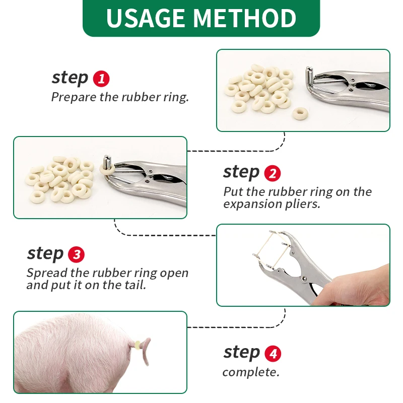 Elastic Tail Docking Rings for Pig Cattle Sheep High Elastic Rubber Castration Rings Tail Docking Plier 50/100/200 Pcs